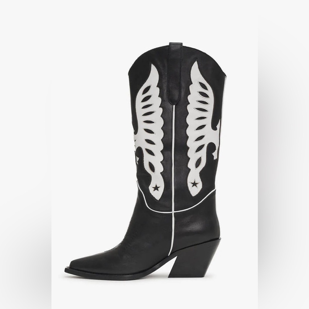 Anine Bing - Mid Calf Tanya boots in black and white